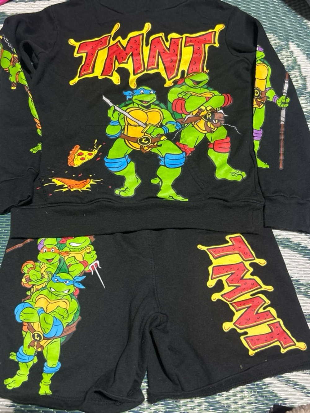 TMNT Kids Matching Set - Black with Neon Green Characters